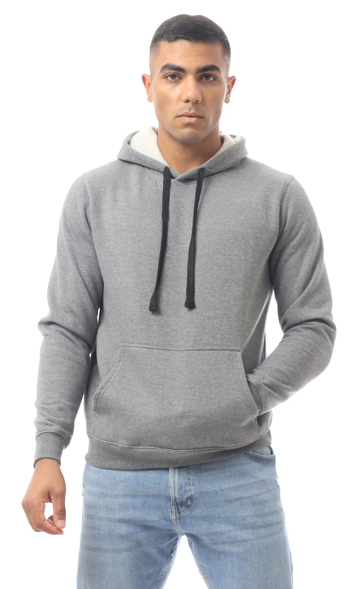 O172366 Heather Dark Grey Hooded Sweat Shirt