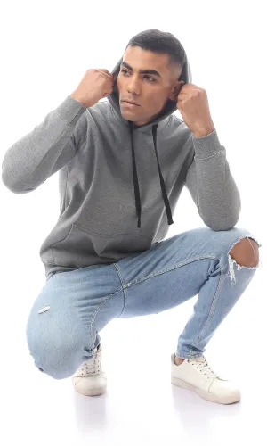 O172366 Heather Dark Grey Hooded Sweat Shirt