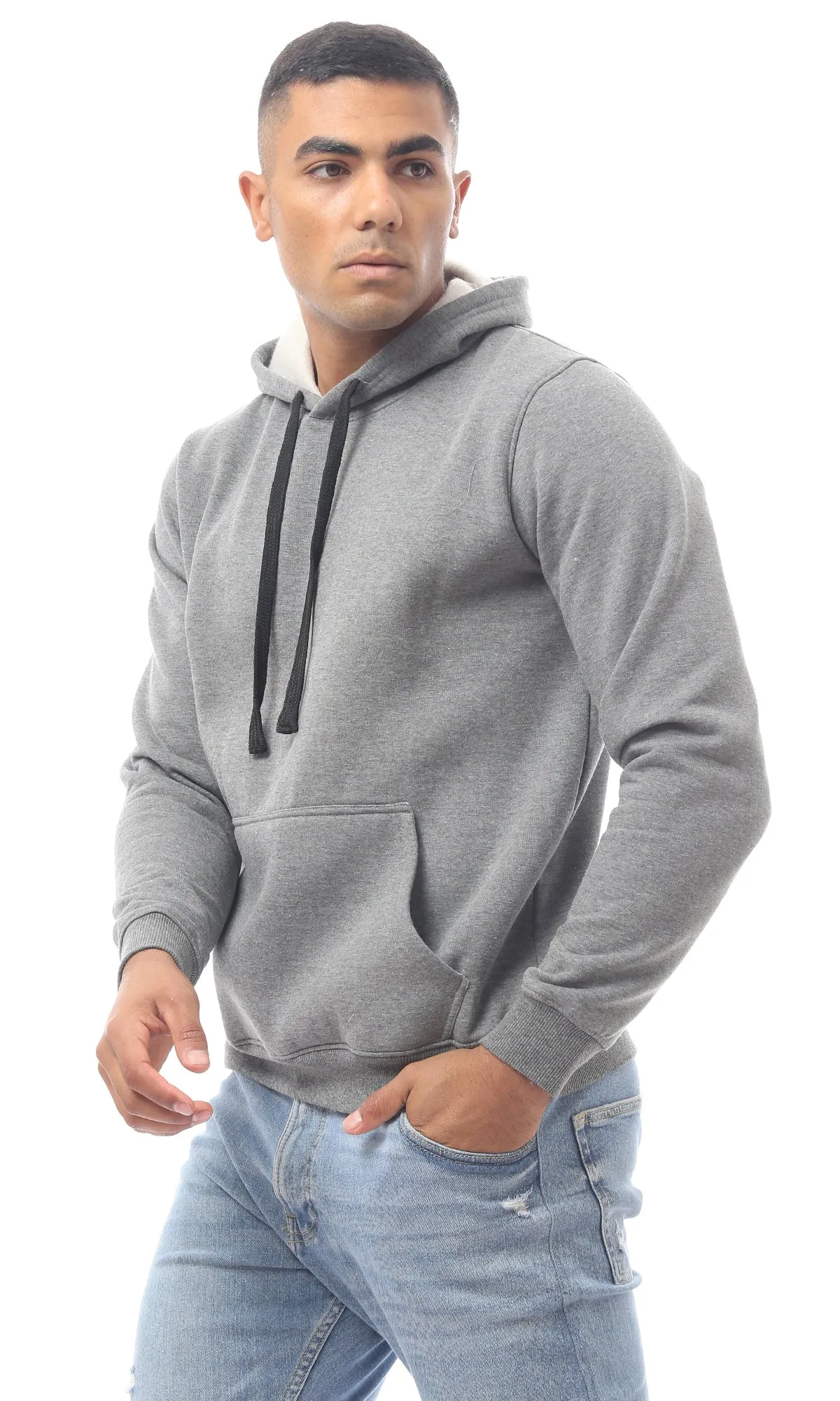 O172366 Heather Dark Grey Hooded Sweat Shirt