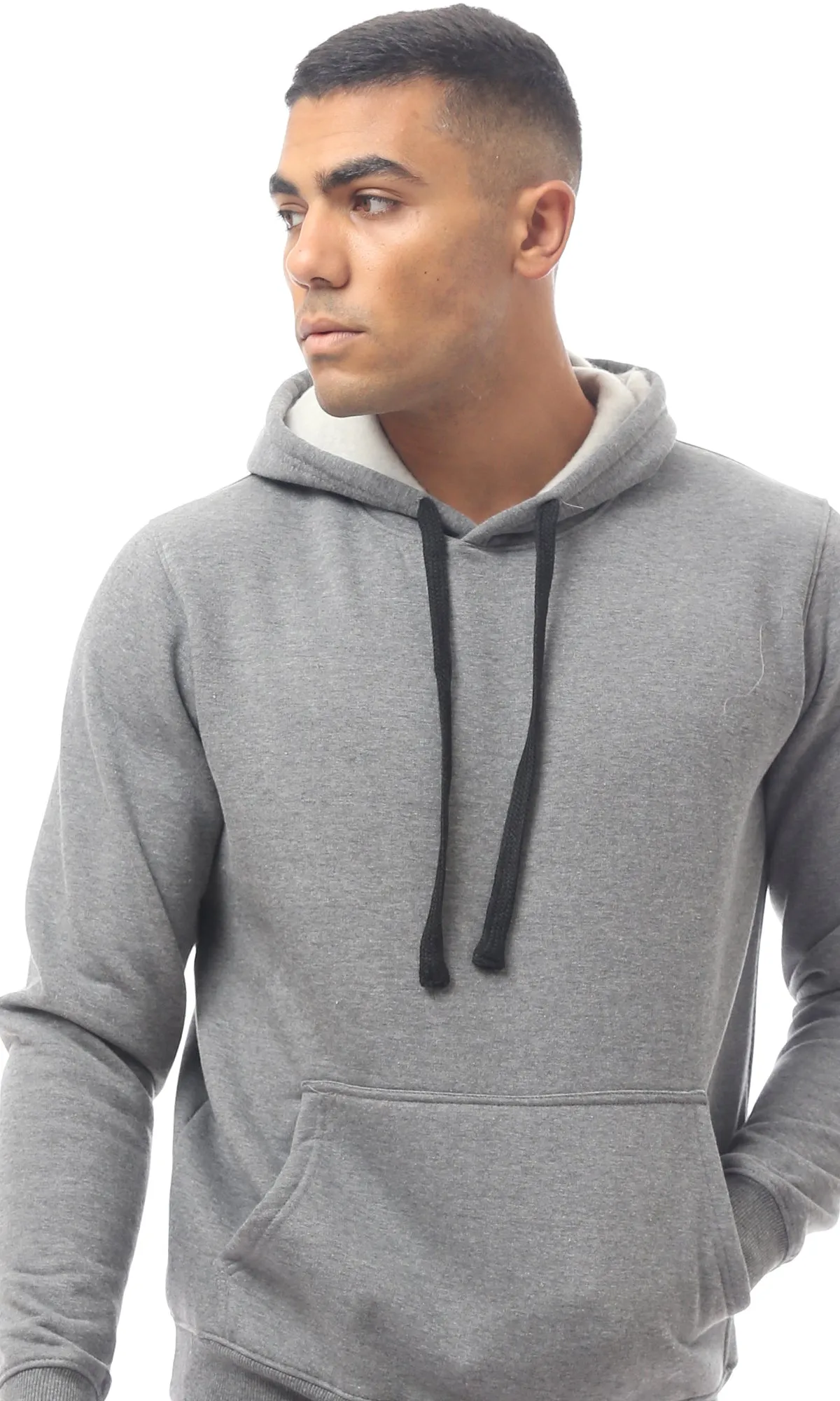 O172366 Heather Dark Grey Hooded Sweat Shirt