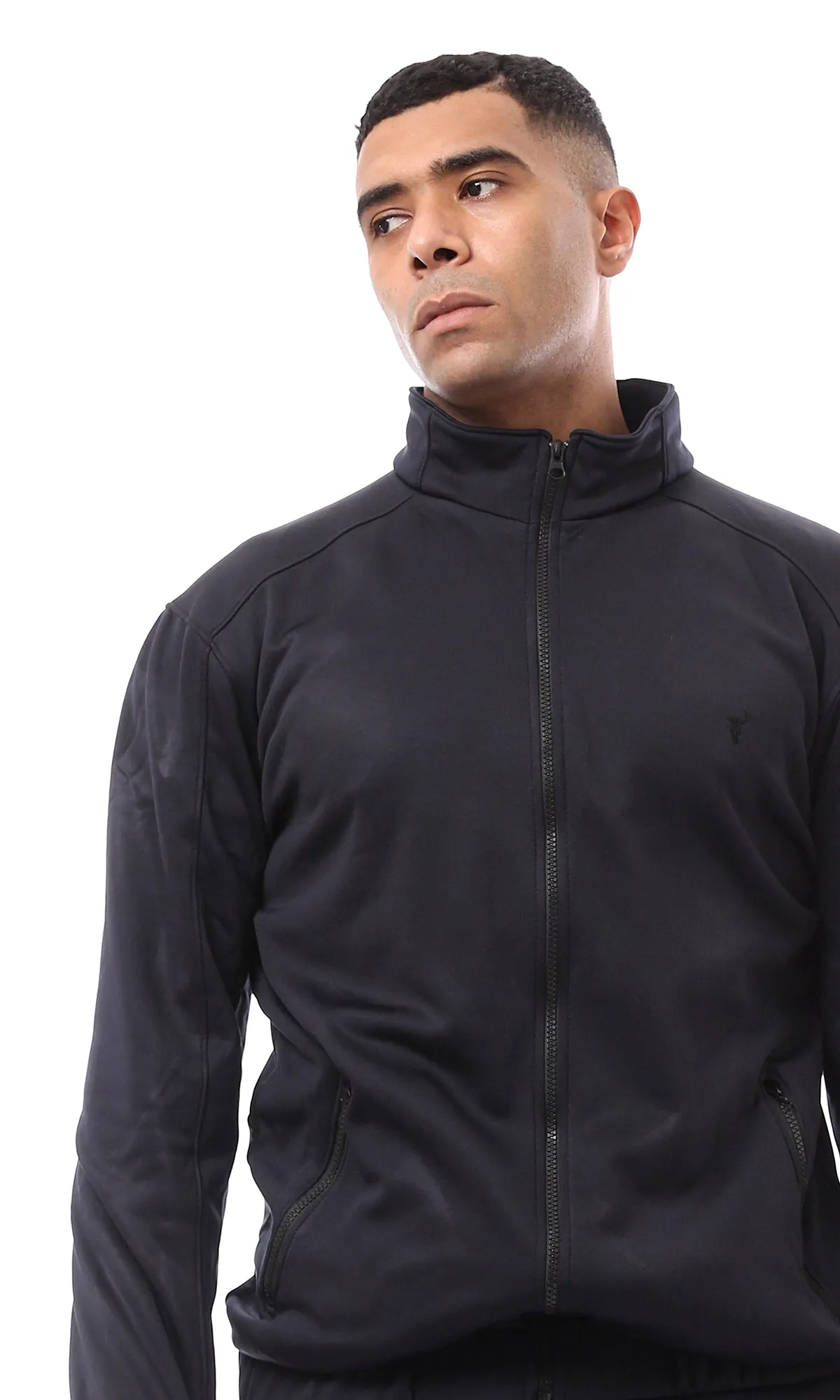 O172670 Zipped Pocket Black Jacket With Wide Hem
