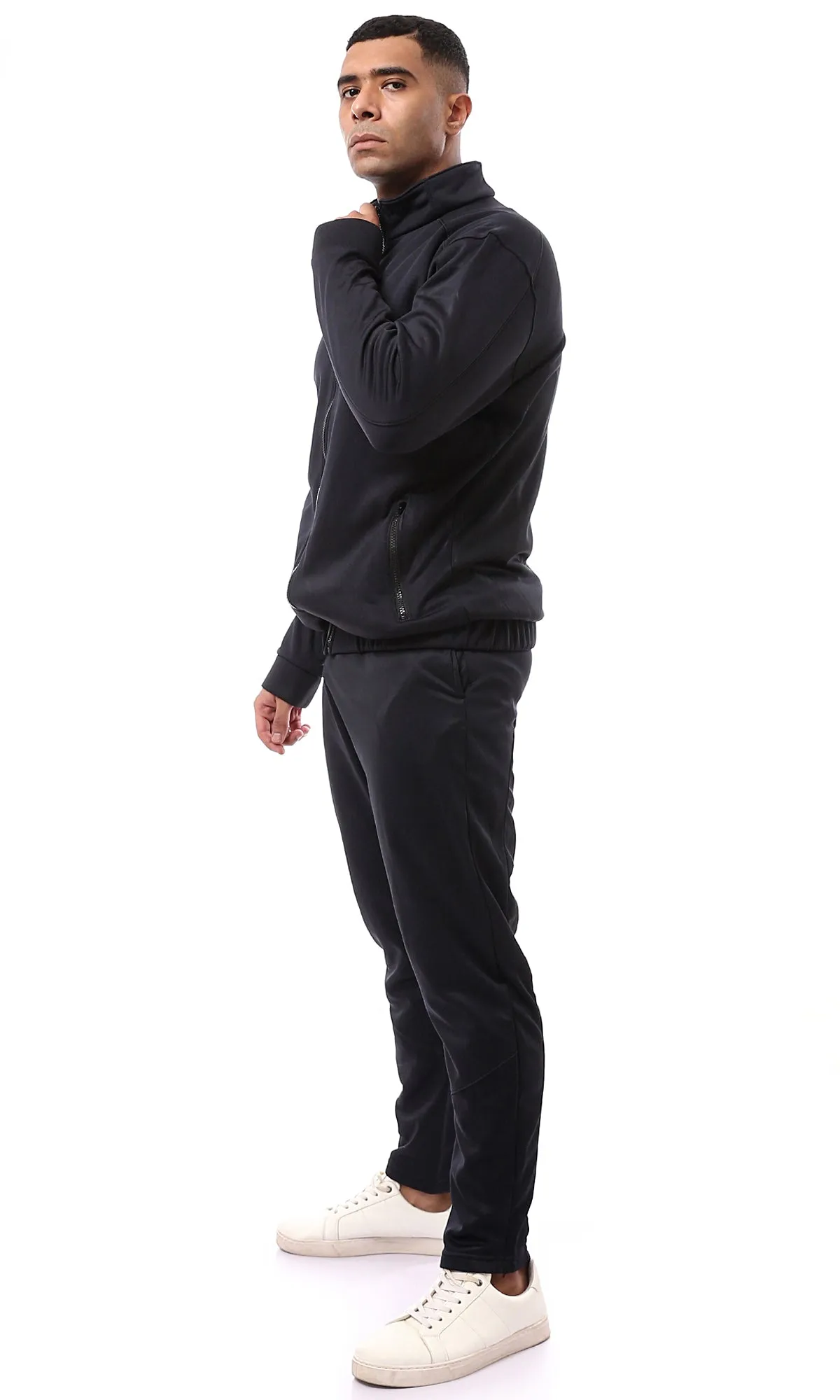 O172670 Zipped Pocket Black Jacket With Wide Hem