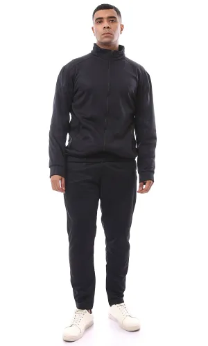 O172670 Zipped Pocket Black Jacket With Wide Hem