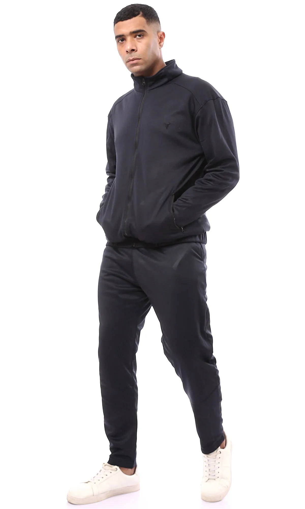 O172670 Zipped Pocket Black Jacket With Wide Hem