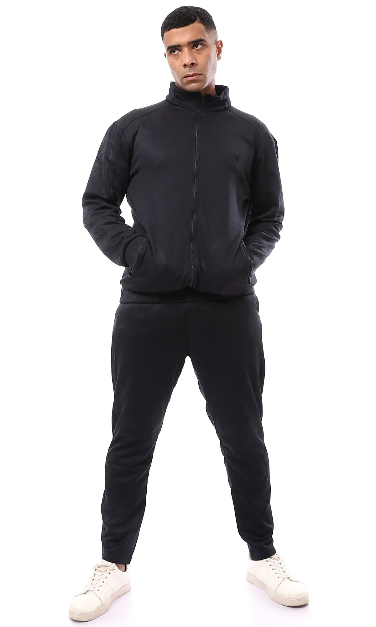 O172670 Zipped Pocket Black Jacket With Wide Hem