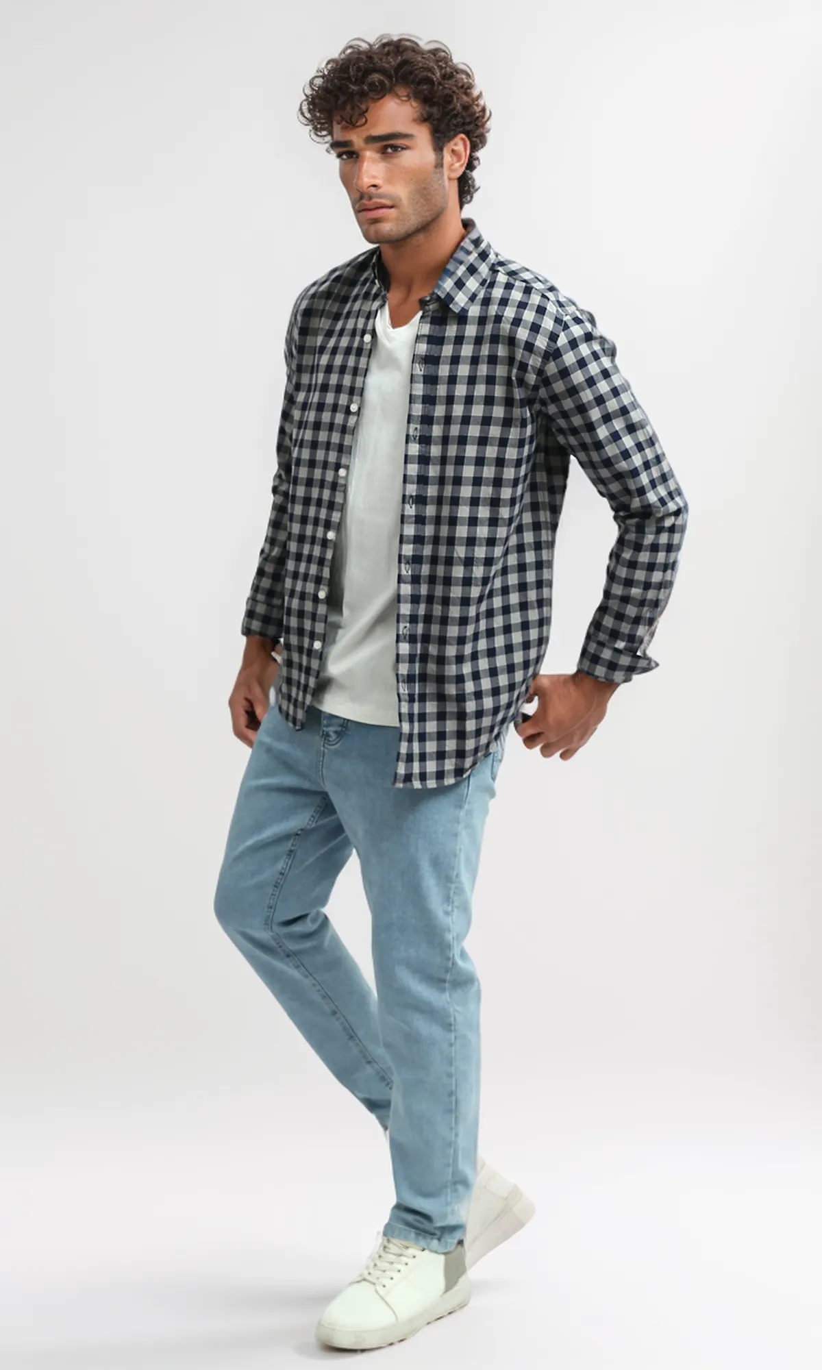 O192888 Light Blue Casual Straight Jeans