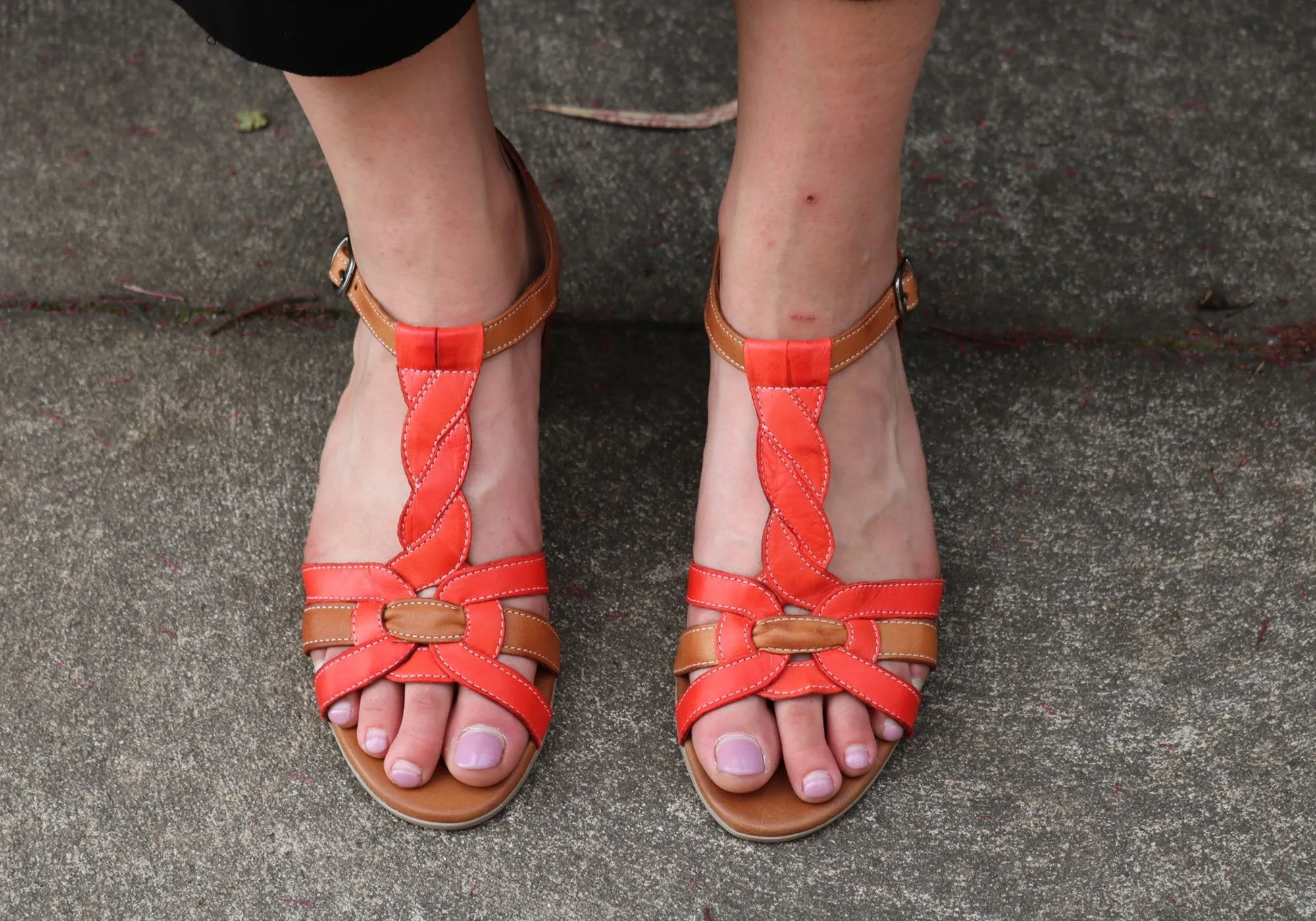 Orizonte Candi Womens European Leather Mid Heel Comfortable Sandals
