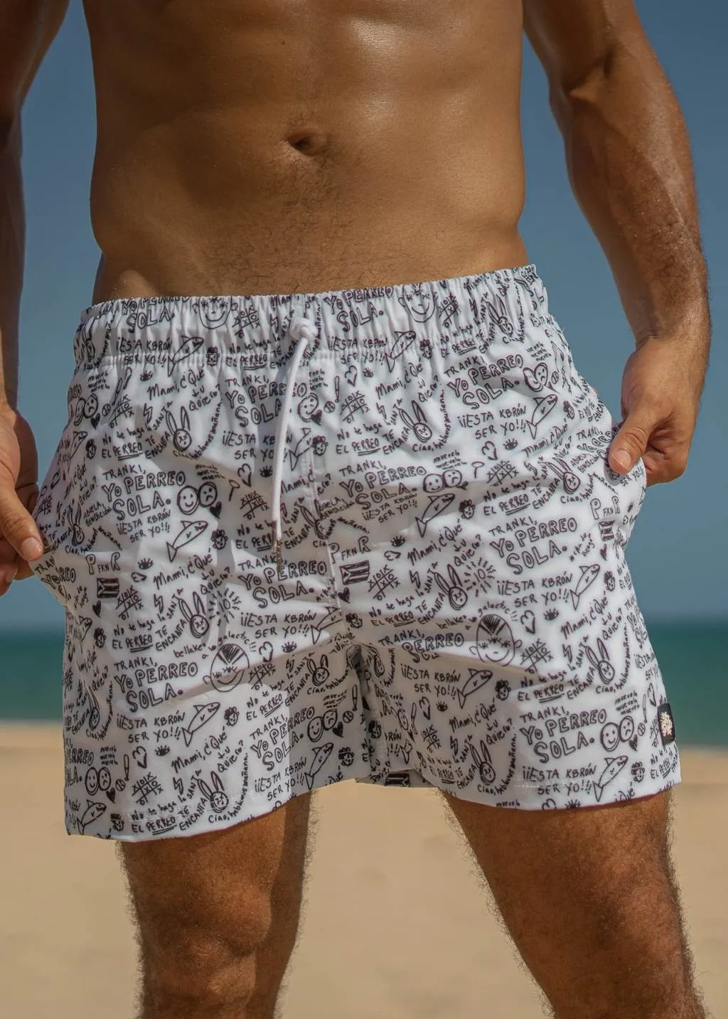 PERREO WHITE SWIM SHORT