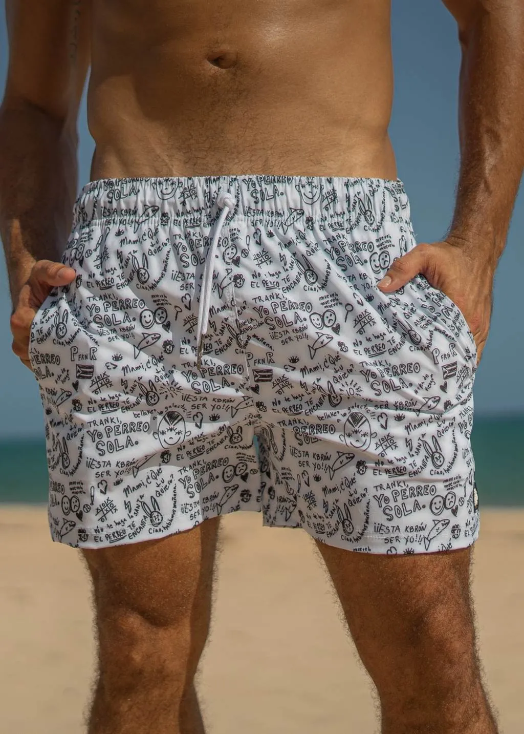 PERREO WHITE SWIM SHORT