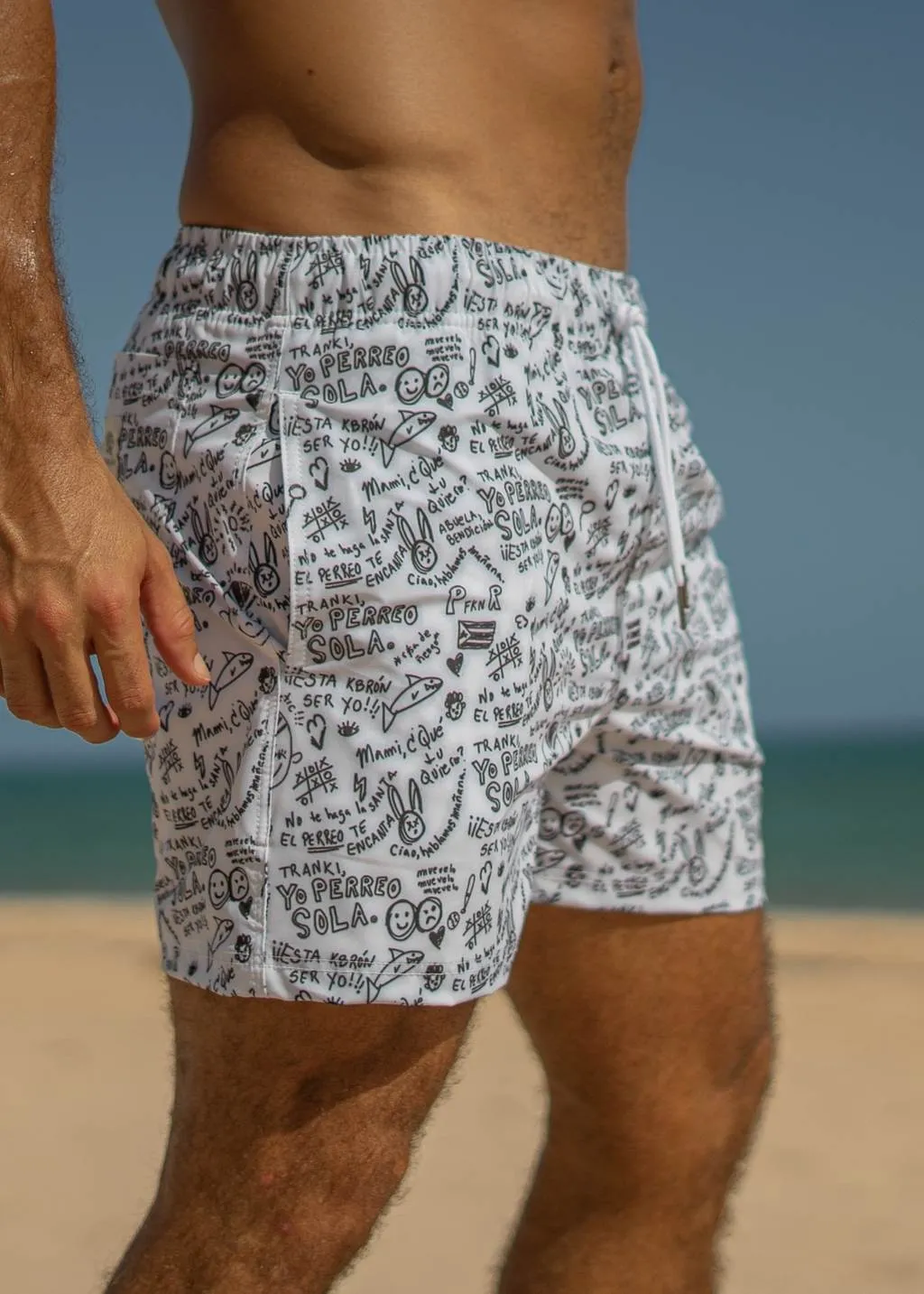 PERREO WHITE SWIM SHORT