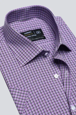 Purple Check Formal Shirt