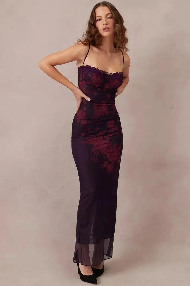 Purple Floral Slip Dress
