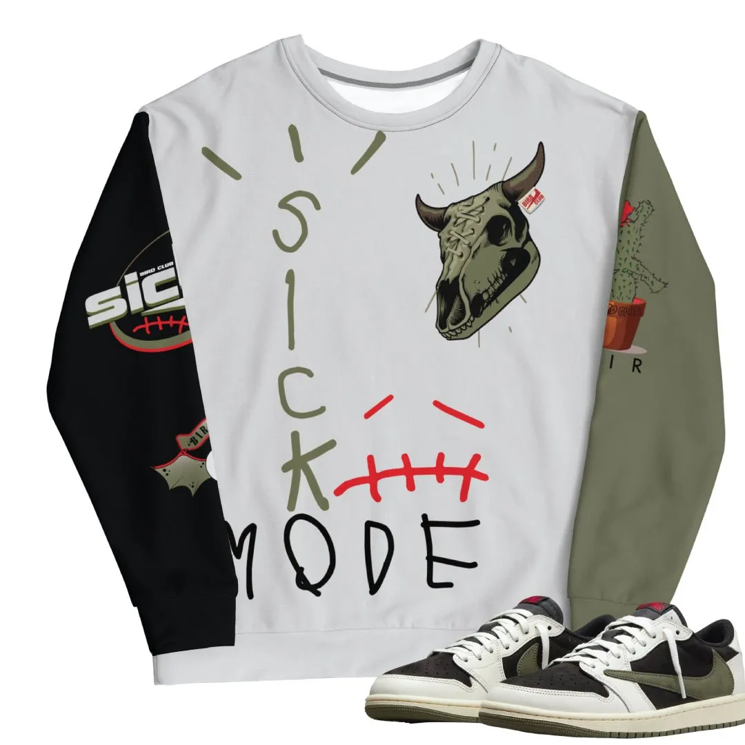 Retro 1 Low Travis Scott Olive Logo Sweatshirt