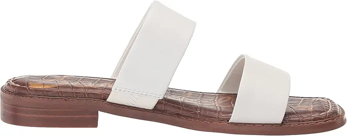 Sam Edelman Haydee White Leather Fashion Slip On Open Toe Heeled Flat Sandals