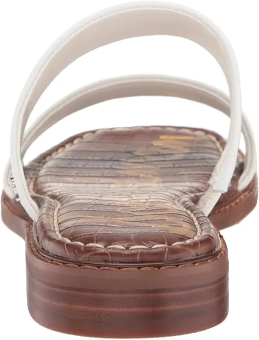 Sam Edelman Haydee White Leather Fashion Slip On Open Toe Heeled Flat Sandals