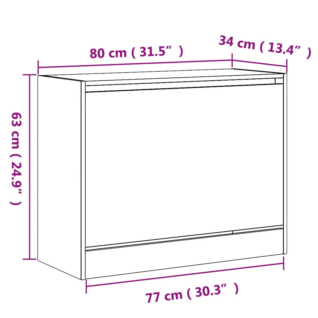 Shoe Cabinet Black 80x34x63 cm Engineered Wood