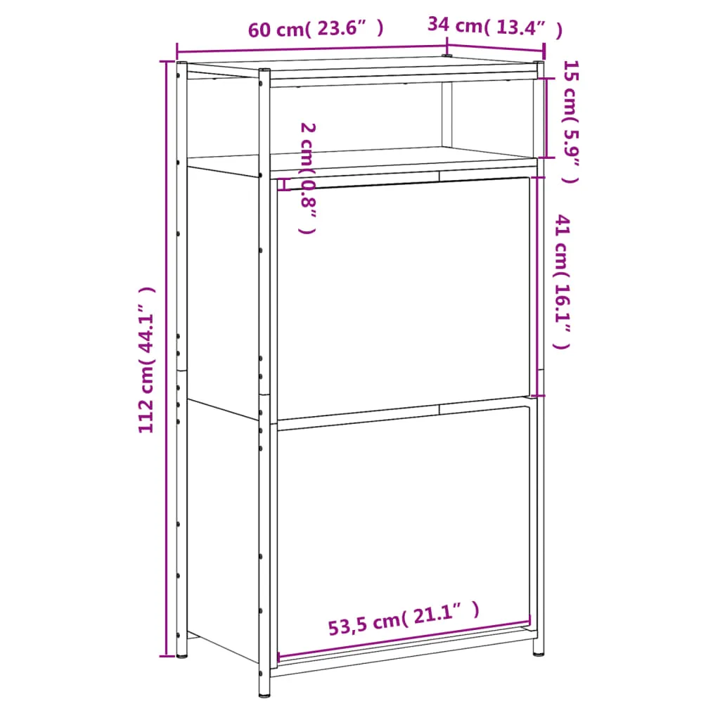 Shoe Cabinet Grey Sonoma 60x34x112 Engineered Wood