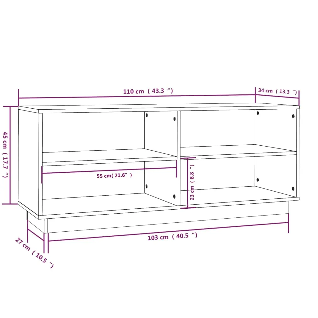 Shoe Cabinet Honey Brown 110x34x45 cm Solid Wood Pine