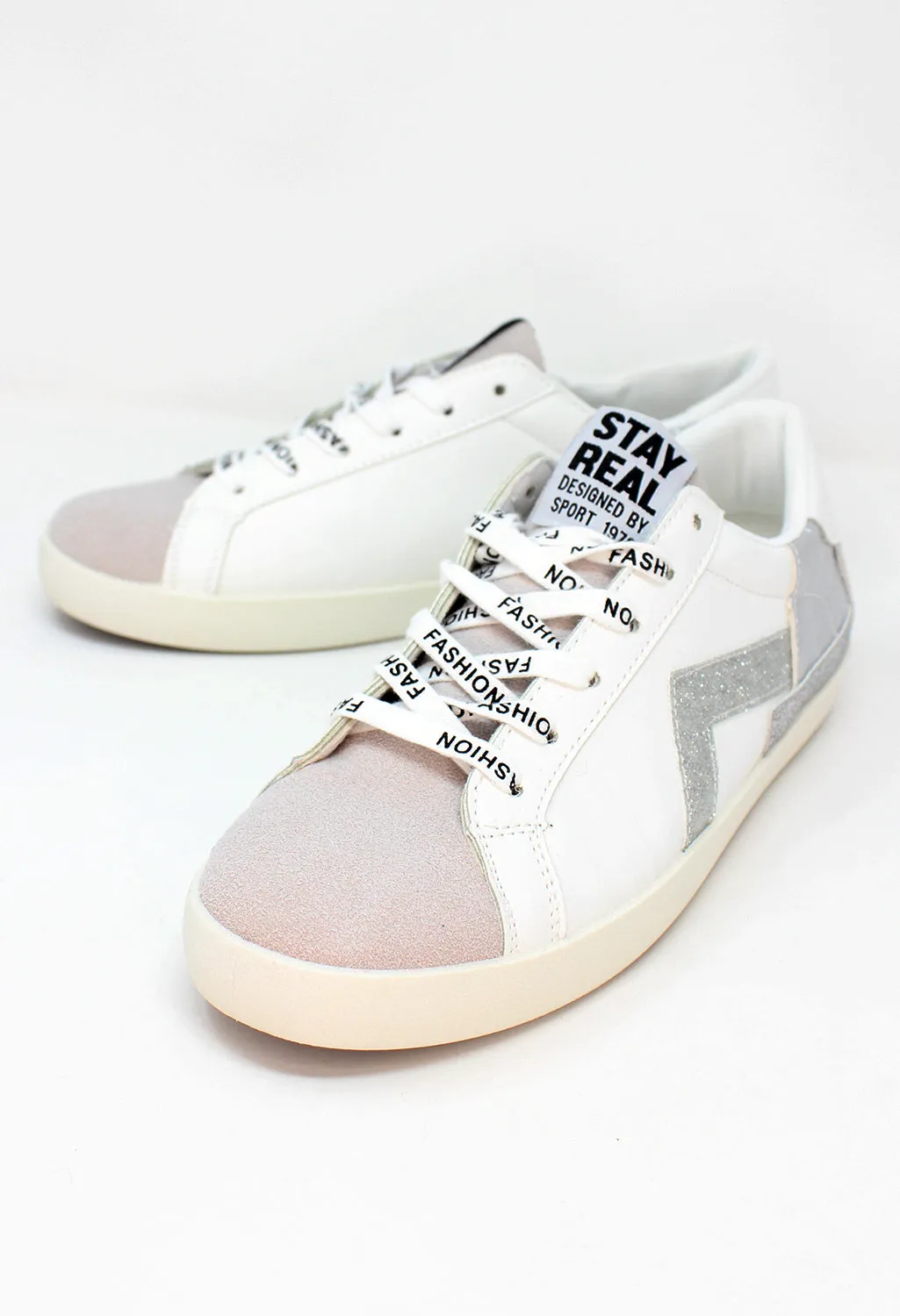 Silver Fashion Laced Trainers