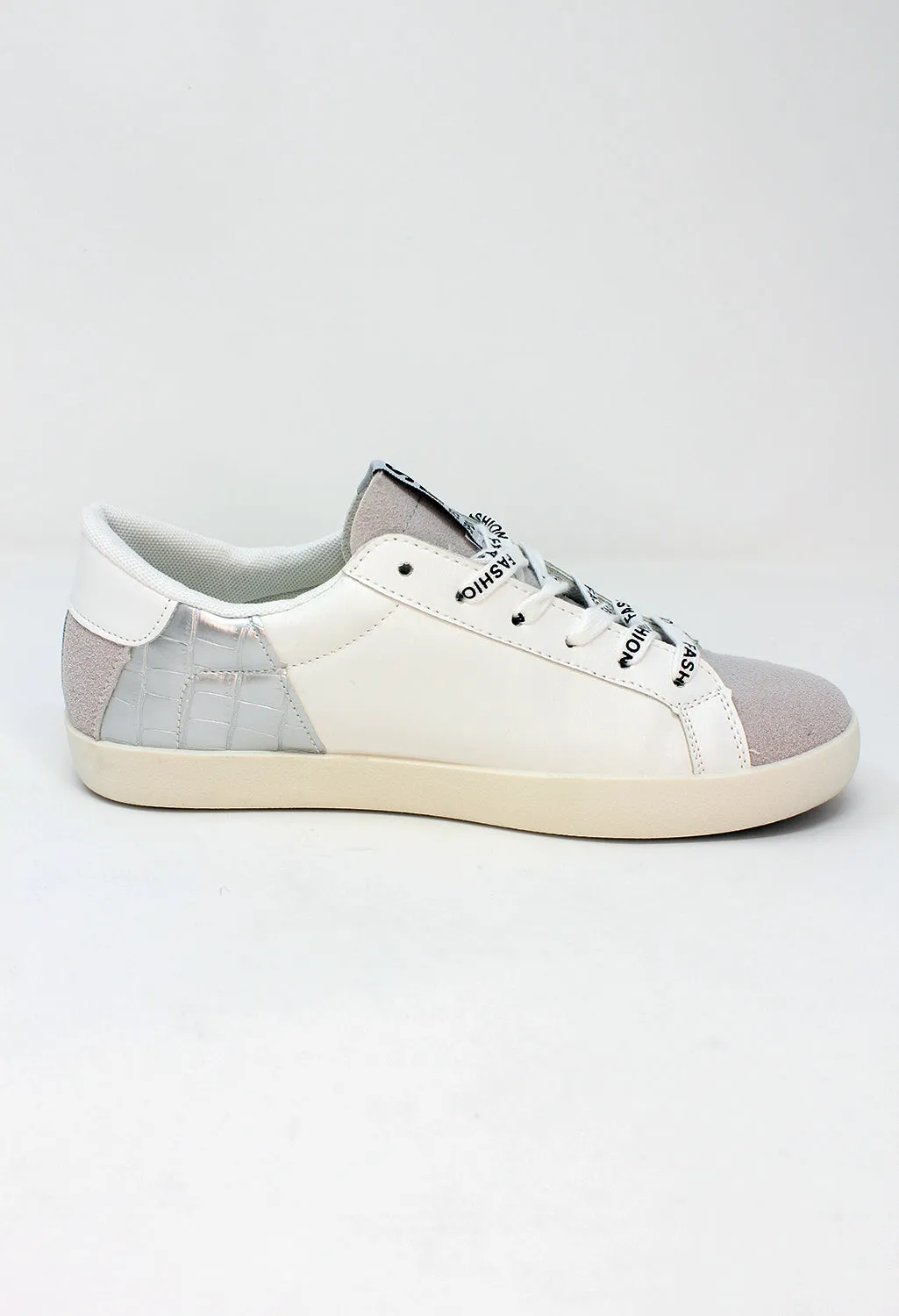 Silver Fashion Laced Trainers