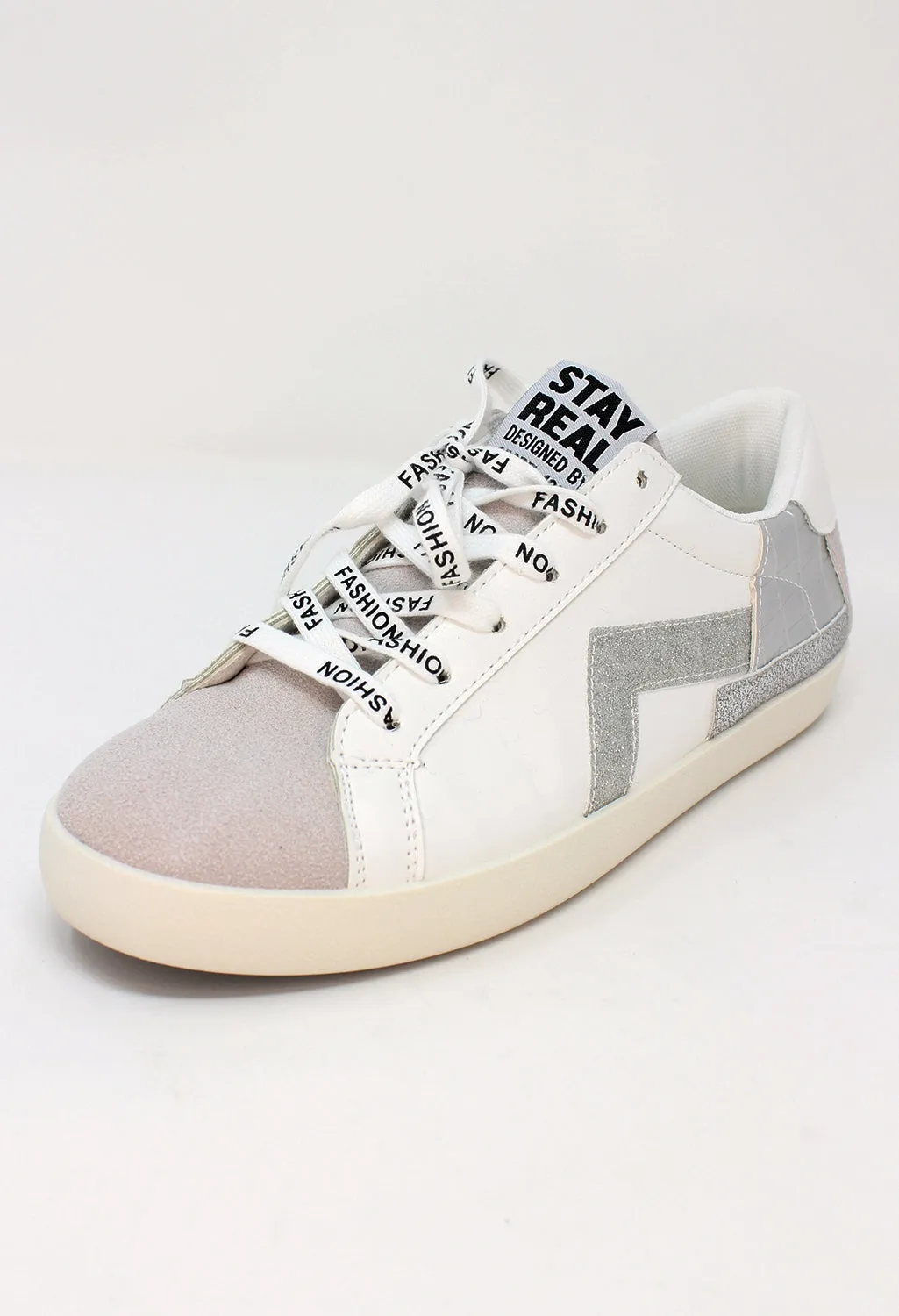 Silver Fashion Laced Trainers