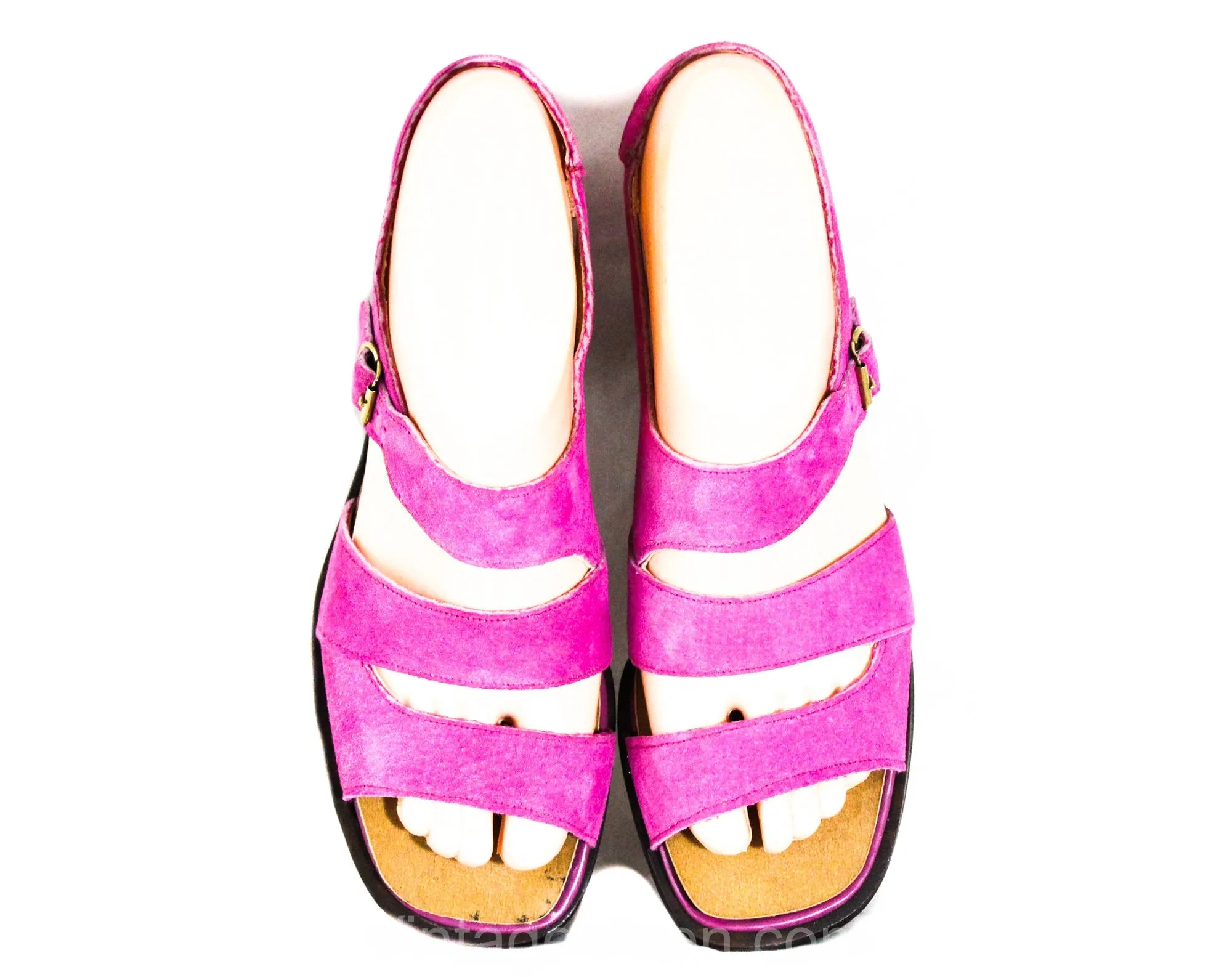Size 6 Purple Sandals - 1960s Orchid Suede Summer Shoes - 60s Open Toe Mod Pumps - Zig Zag Stripe Design - NOS NWT NIB Vogue Deadstock - 6M