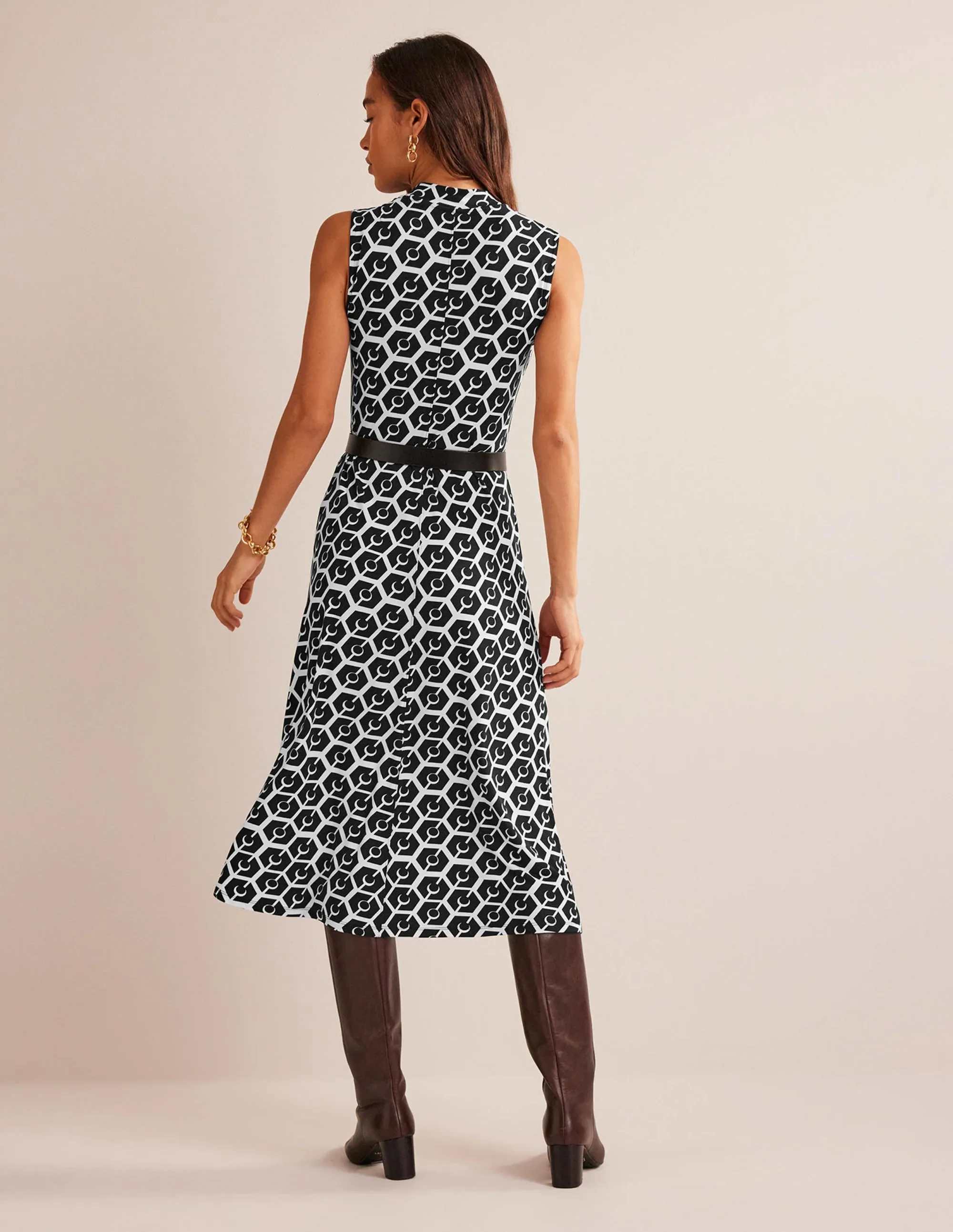 Sleeveless Jersey Midi Dress-Black, Reverie