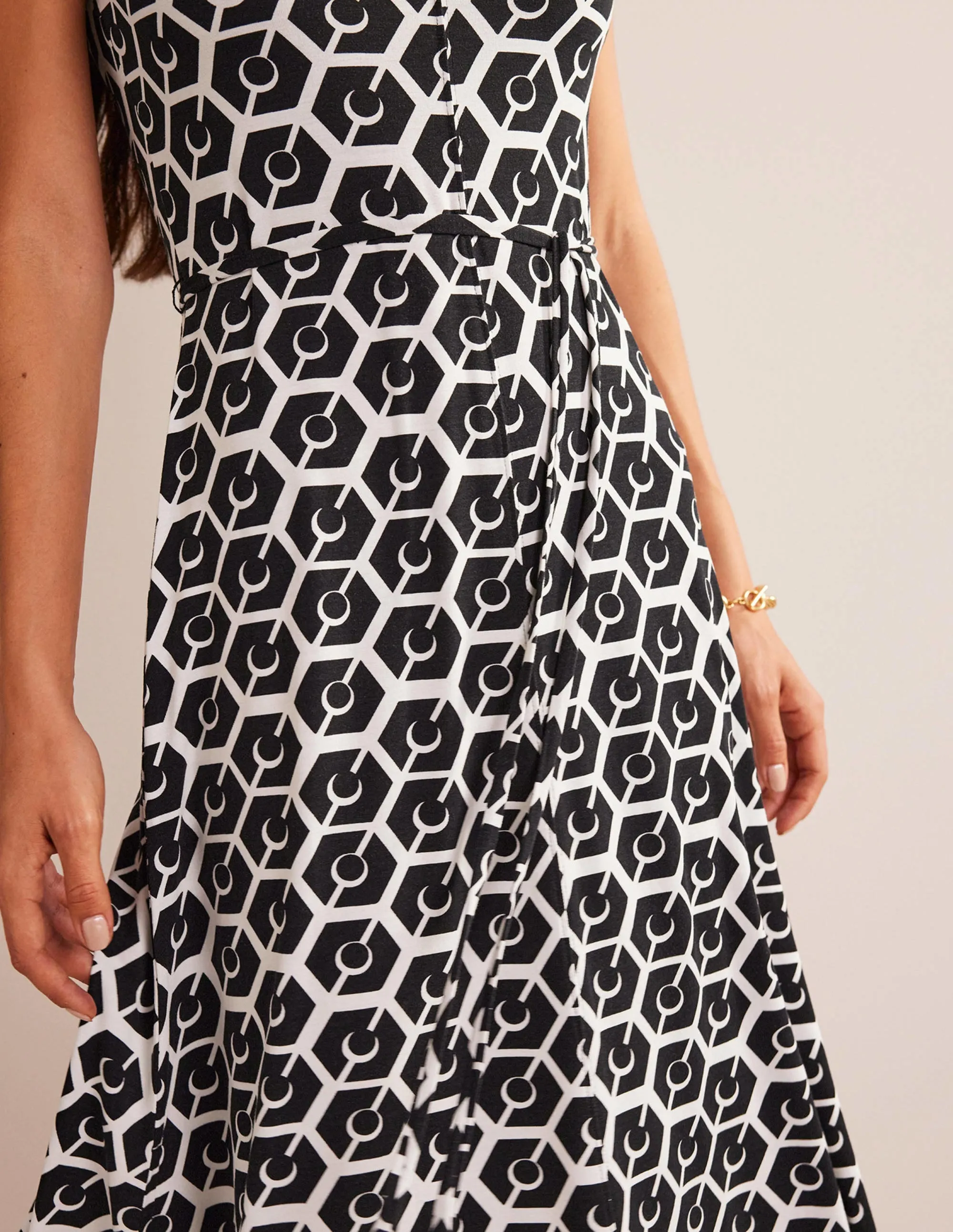 Sleeveless Jersey Midi Dress-Black, Reverie