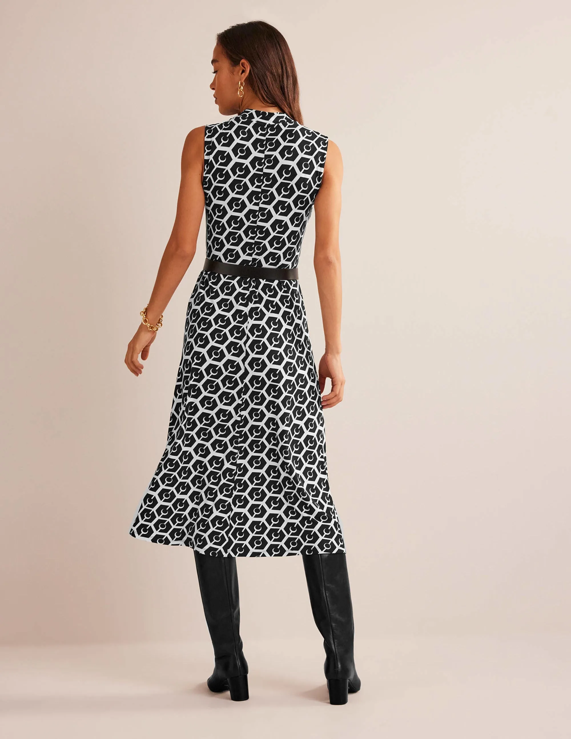 Sleeveless Jersey Midi Dress-Black, Reverie