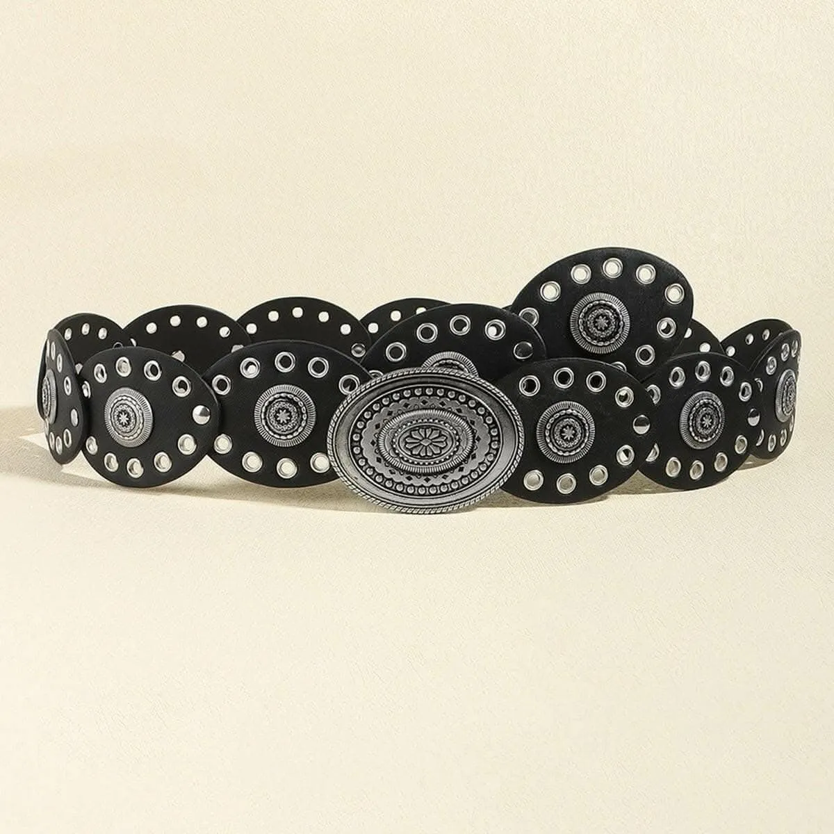Stylish Oval Buckle Belt - 24.4"
