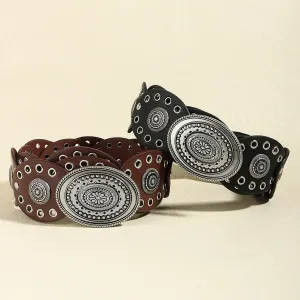 Stylish Oval Buckle Belt - 24.4"