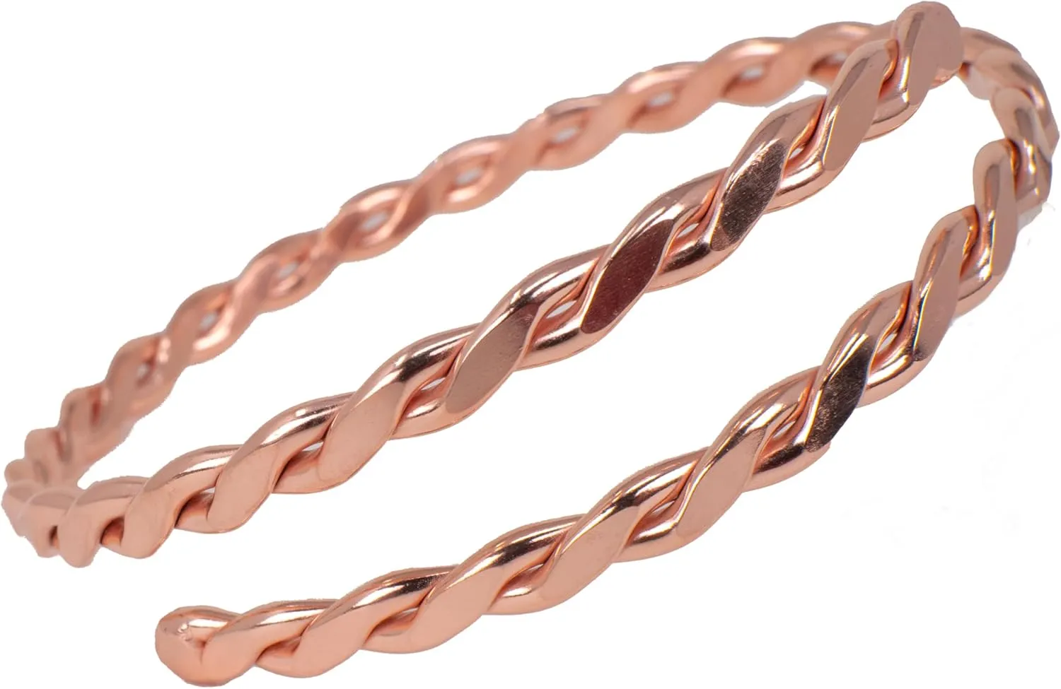 The Fussy Pup Womens Copper Bracelet  Made in USA - 12" Twisted Bangle Bracelet for Women  Lightweight, Adjustable Solid Copper Jewelry  Elegant Artisan Gift for Mom