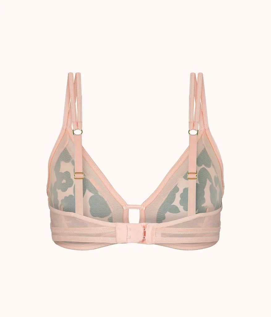 The Mesh Trim Bralette - Print: Retro Blooms