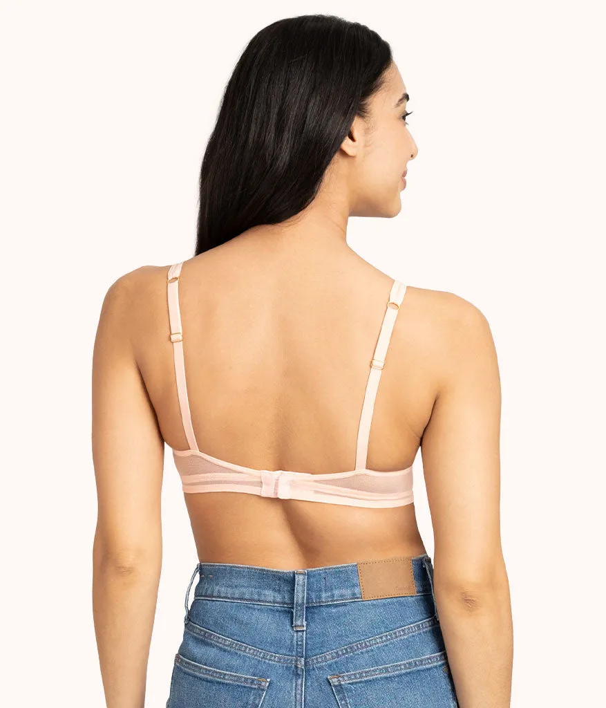 The Mesh Trim Bralette - Print: Retro Blooms