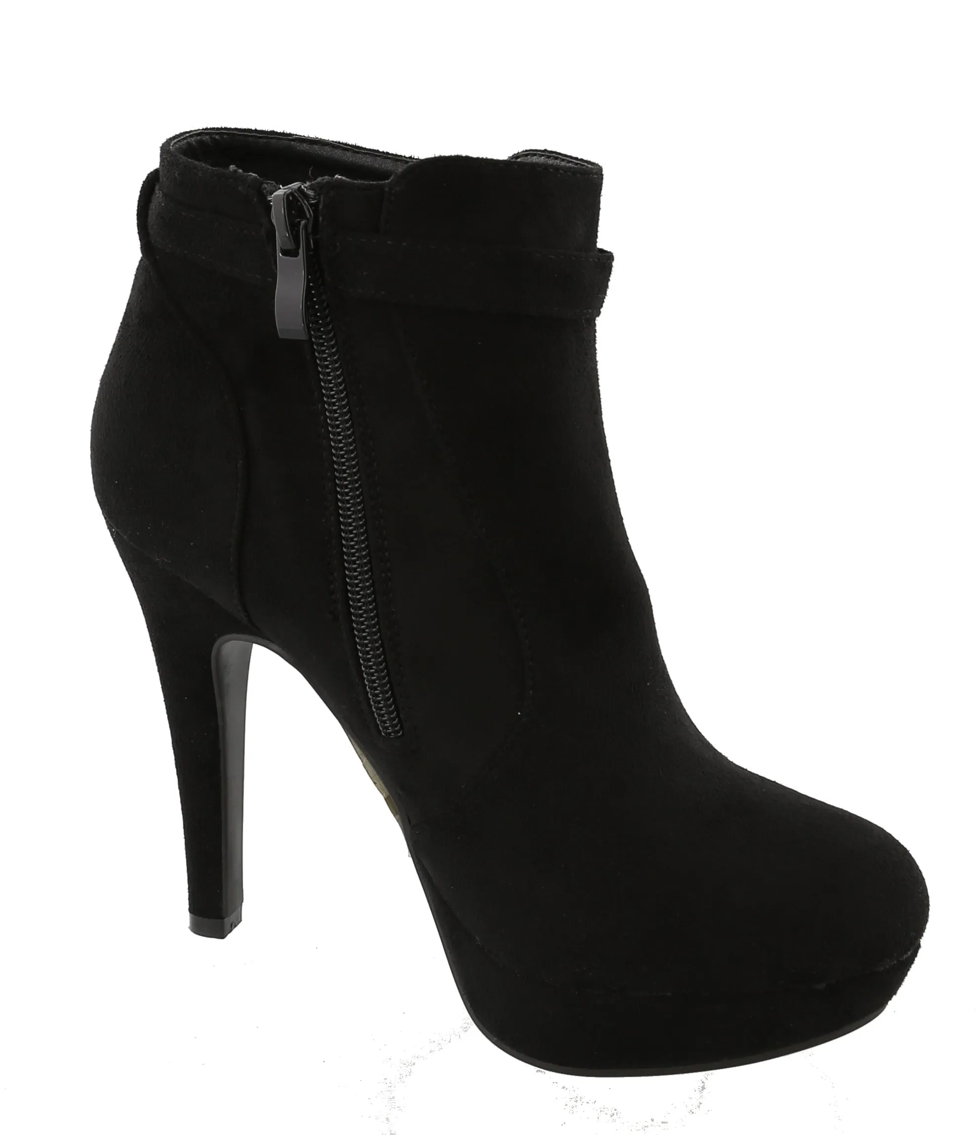 Top Moda Women's Closed Almond Toe Tassel Platform Stiletto Heel Ankle Bootie