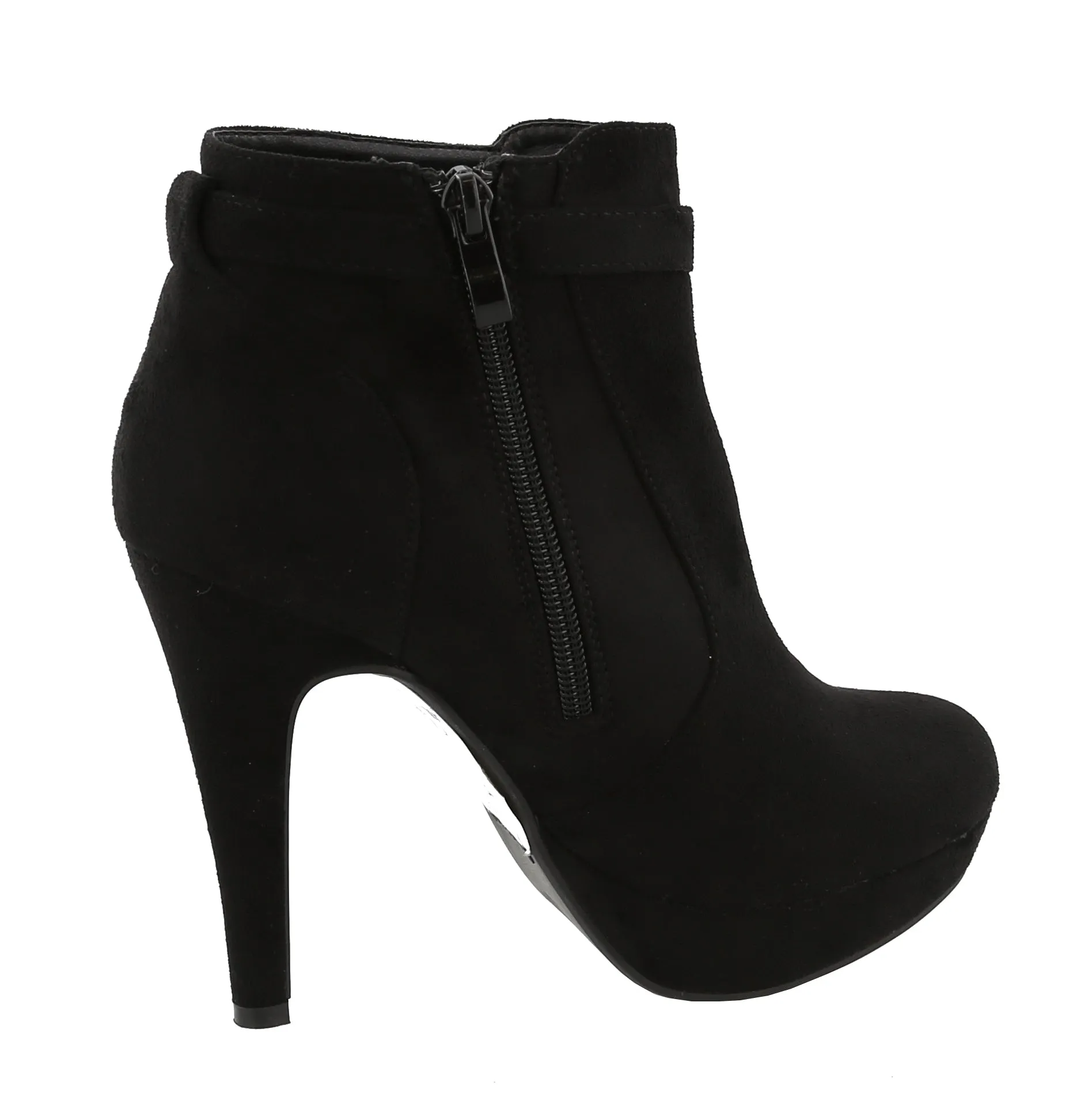 Top Moda Women's Closed Almond Toe Tassel Platform Stiletto Heel Ankle Bootie