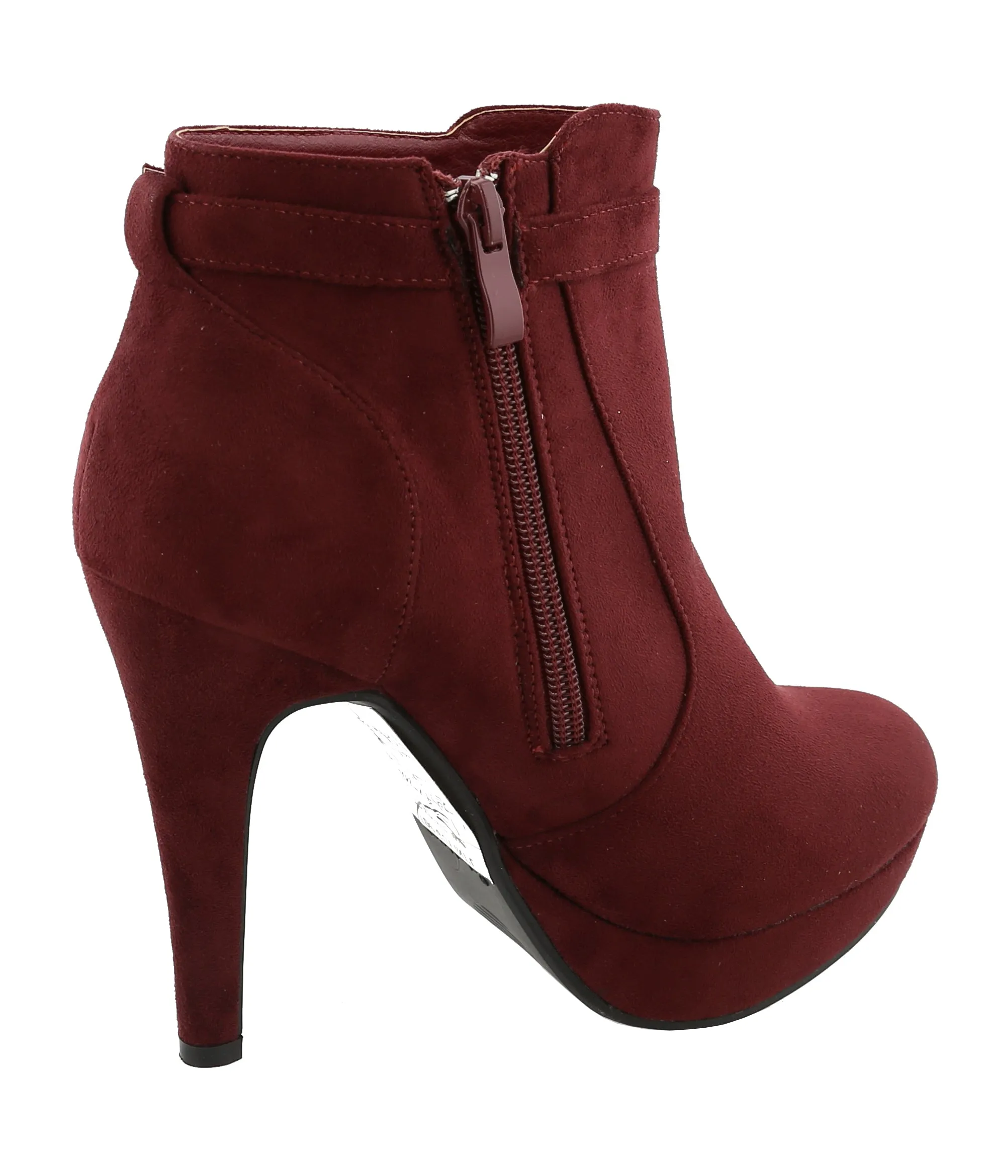 Top Moda Women's Closed Almond Toe Tassel Platform Stiletto Heel Ankle Bootie