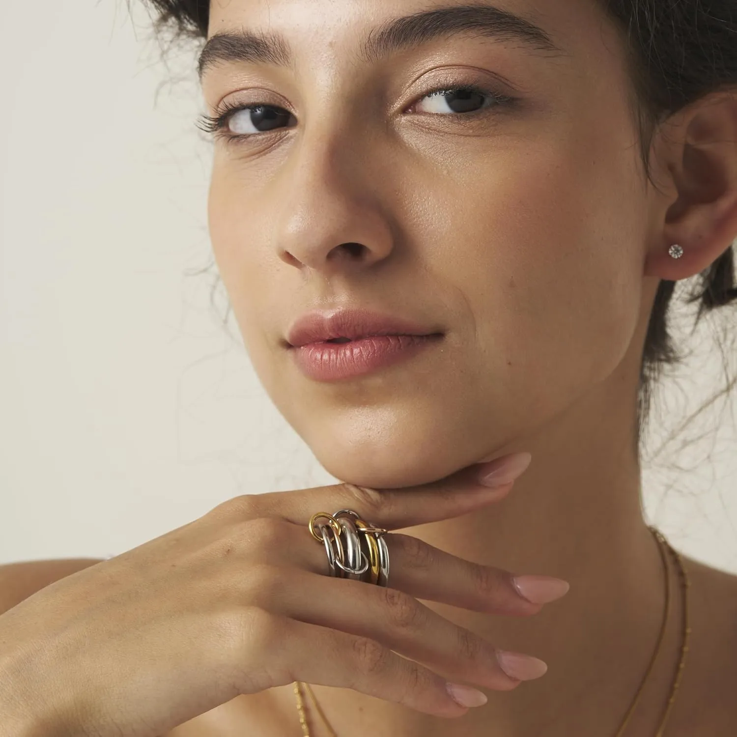 Trio Linked Ring, stackable Ring, Minimalism style for women, Never Tarnish