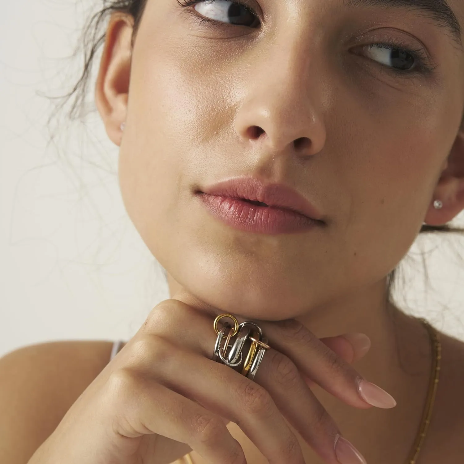 Trio Linked Ring, stackable Ring, Minimalism style for women, Never Tarnish