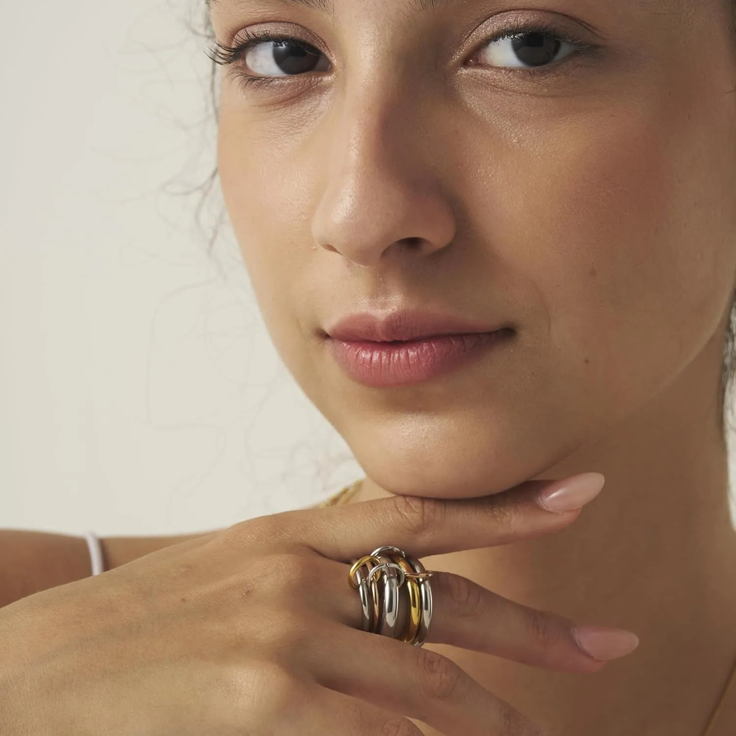 Trio Linked Ring, stackable Ring, Minimalism style for women, Never Tarnish