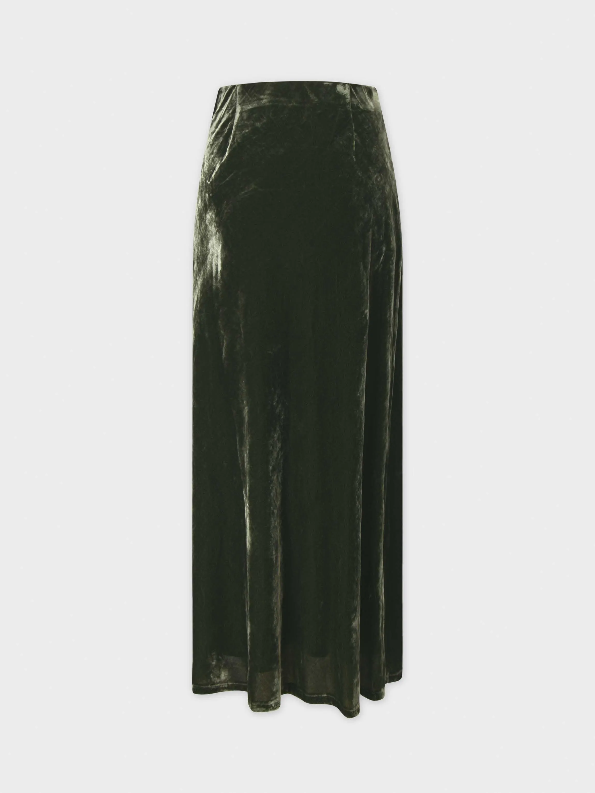 Velvet Slip Skirt-Olive Green