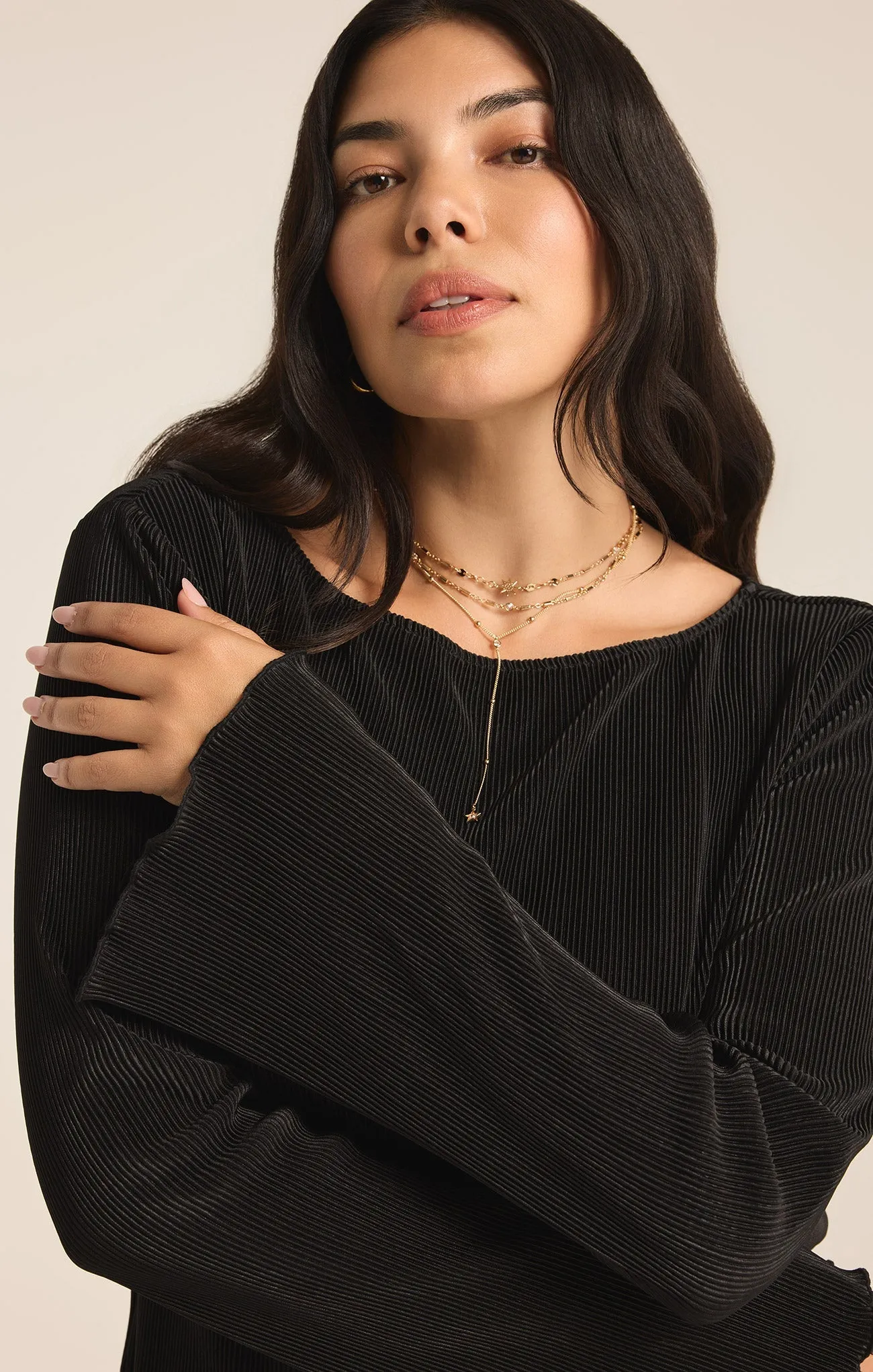 Veronica Pleated Boat Neck Top