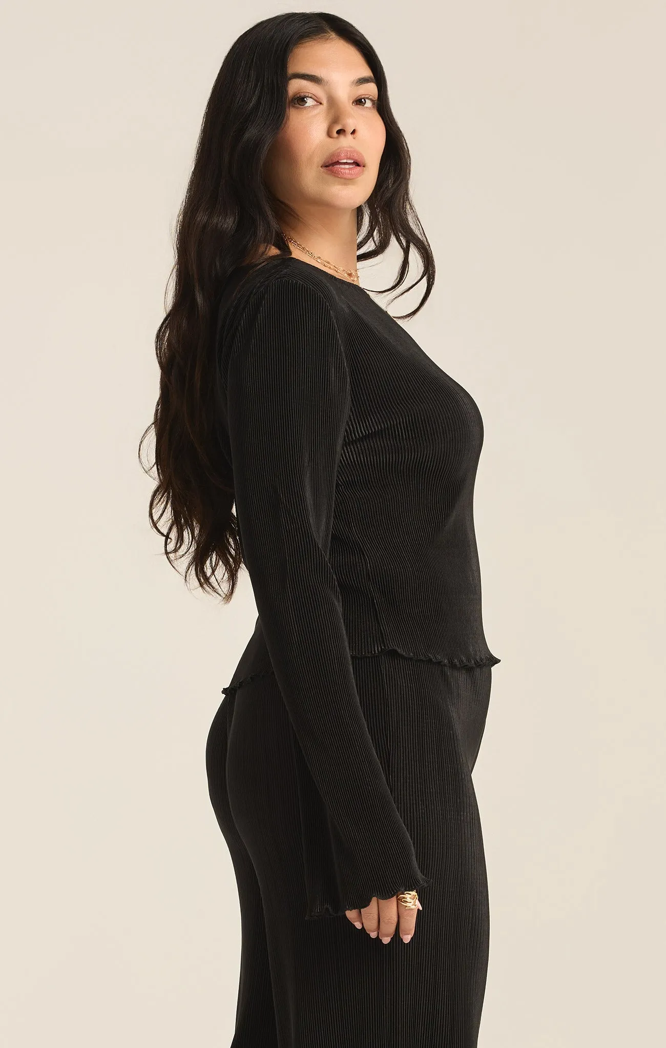 Veronica Pleated Boat Neck Top
