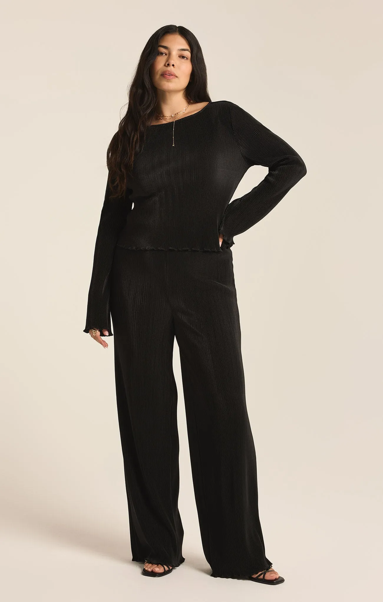 Veronica Pleated Boat Neck Top