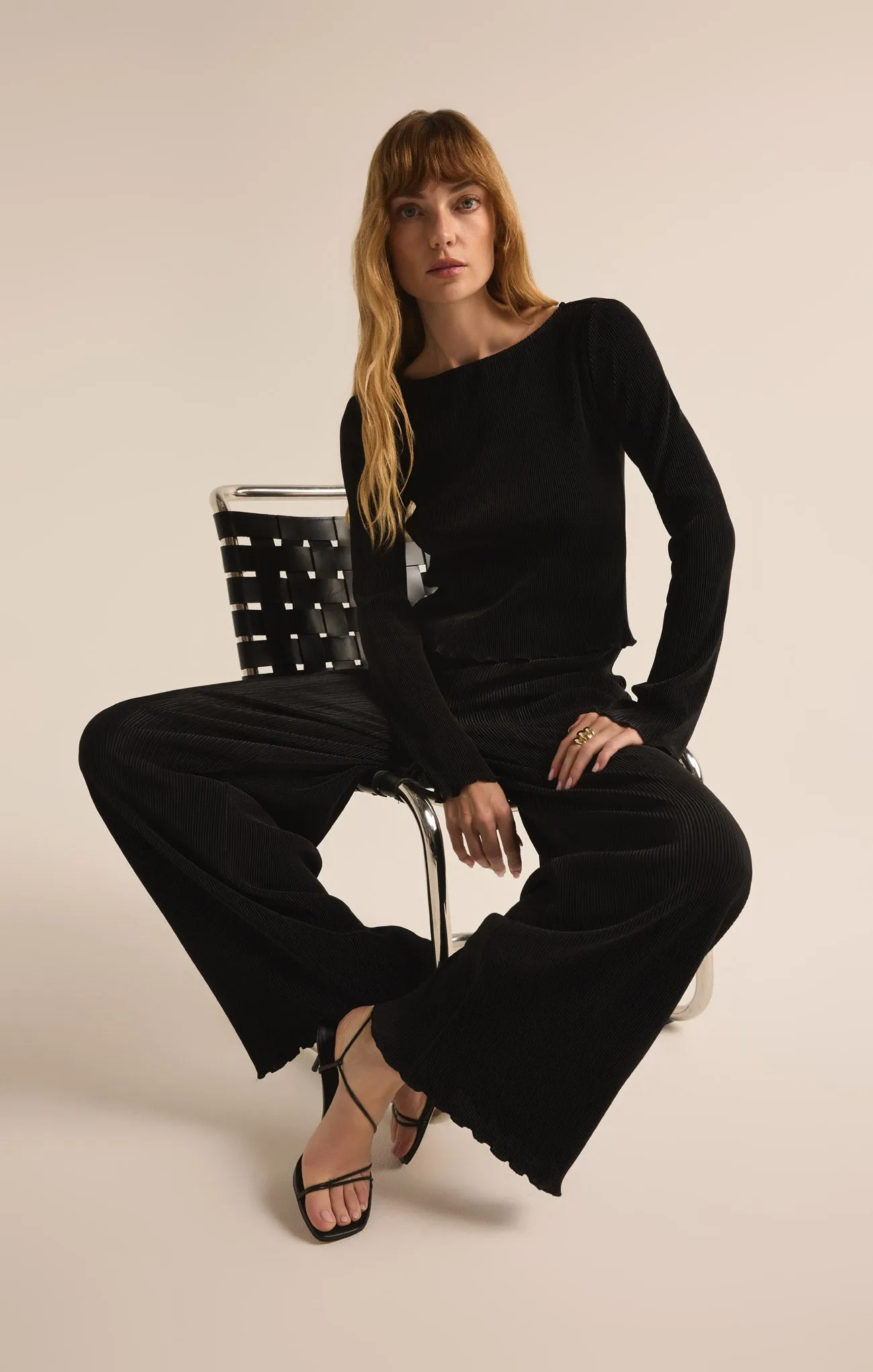 Veronica Pleated Boat Neck Top