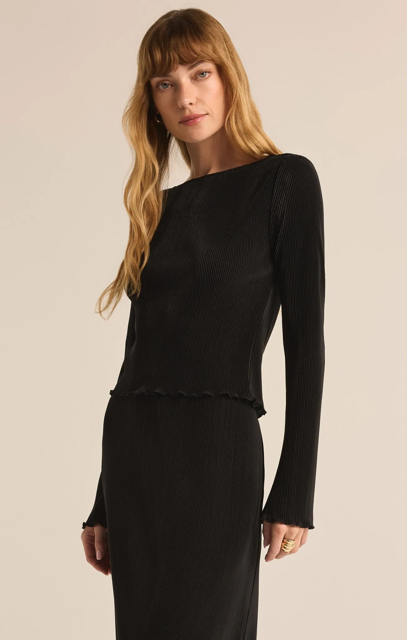 Veronica Pleated Boat Neck Top