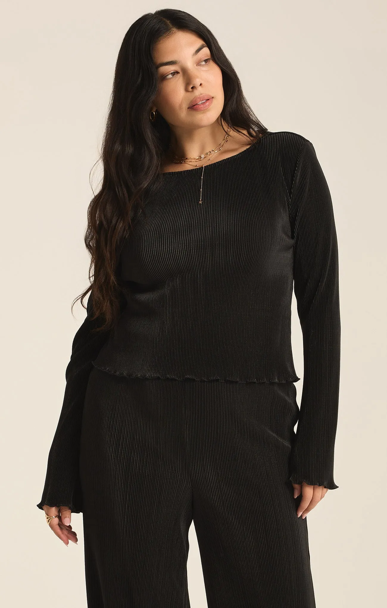Veronica Pleated Boat Neck Top